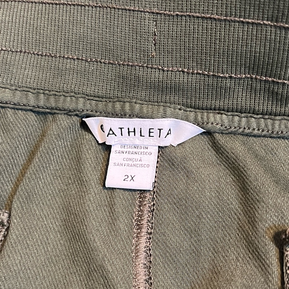 #275 Athleta Farallon Olive Green Cotton Stretch Jogger Pants 2X EUC - Picture 5 of 5
